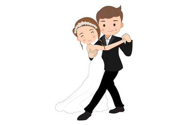 bruiloft paar met hart vector illustratie - Vector, afbeelding