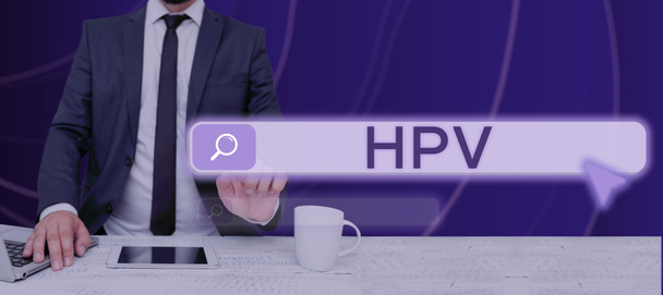 皮膚や湿った膜に影響を与えるウイルスのグループを表示Hpv,ビジネスショーケース - 写真・画像