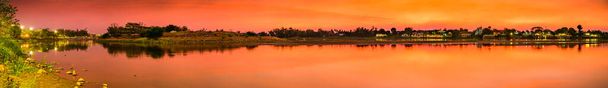 Panoramic view of Ping river at Kamphaeng Phet province, Thailand. - 写真・画像