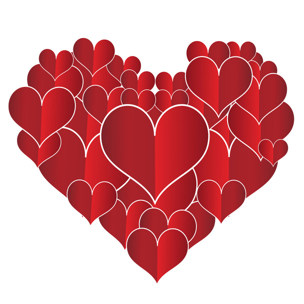 Valentine day heart made of small hearts on paper card - Vector, Image