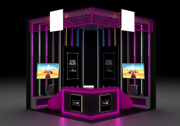 Exhibition stand design. exhibition stand template. 3D Render - Photo, Image