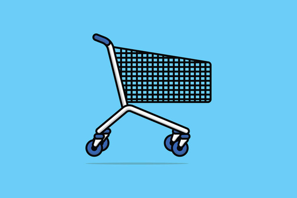 Shopping Carts Side Views vector illustration. Shopping and business object icon concept. Shopping colorful trolley for goods logo design. Empty shopping trolley vector design. - Vektör, Görsel