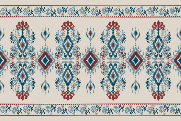 Ikat floral paisley embroidery on gray background.geometric ethnic oriental pattern traditional.Aztec style abstract vector illustration.design for texture,fabric,wrapping,clothing,decoration,scarf. - Vektor, Bild