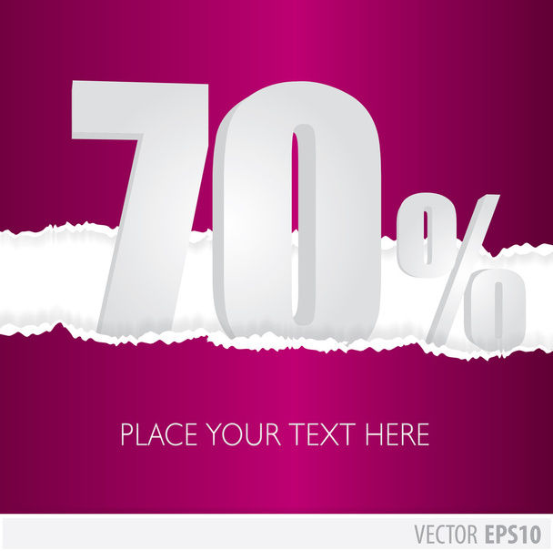 Purple background and with a discount of 70 percent - Vector, Image