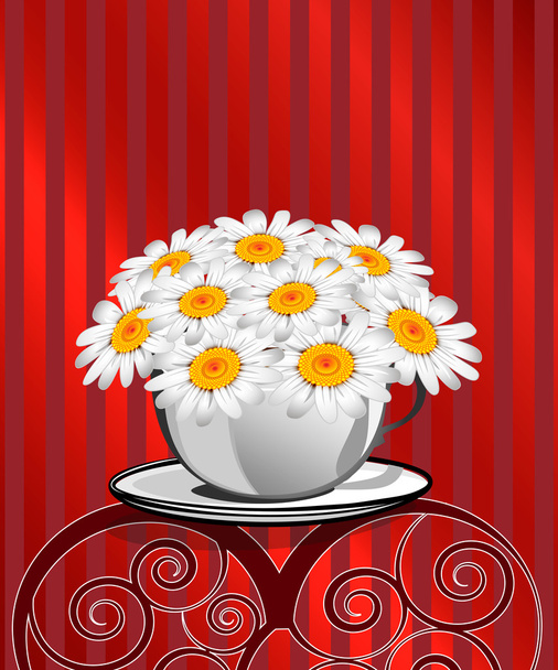 Greeting card with daisies and abstracts background. Chamomile f - Διάνυσμα, εικόνα