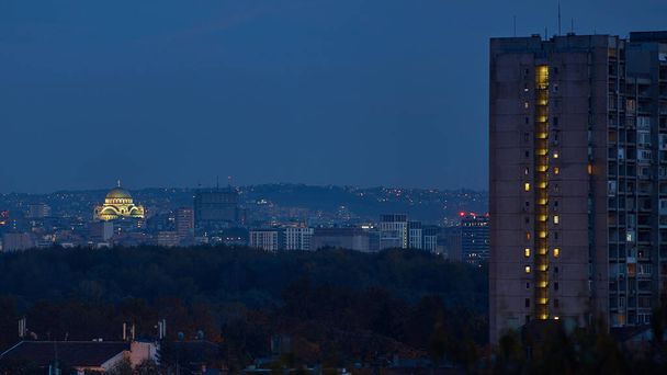 City of Belgrade, Serbia, blue hour evening cityscape. - Photo, Image