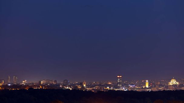 City of Belgrade, Serbia, blue hour evening cityscape. - Fotó, kép