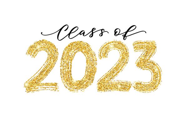 Class of 2023. Modern calligraphy. Vector illustration. Hand drawn brush lettering Graduation logo. Template for graduation design, party, high school or college graduate, yearbook. - Vektor, kép