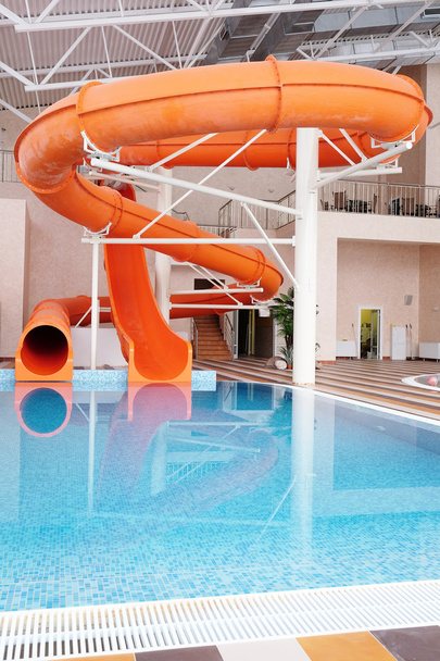 Swimming pool and aqua park in a resort hotel - Foto, imagen
