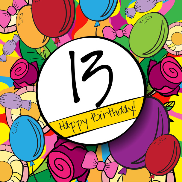 13 happy Birthday háttér - Vektor, kép