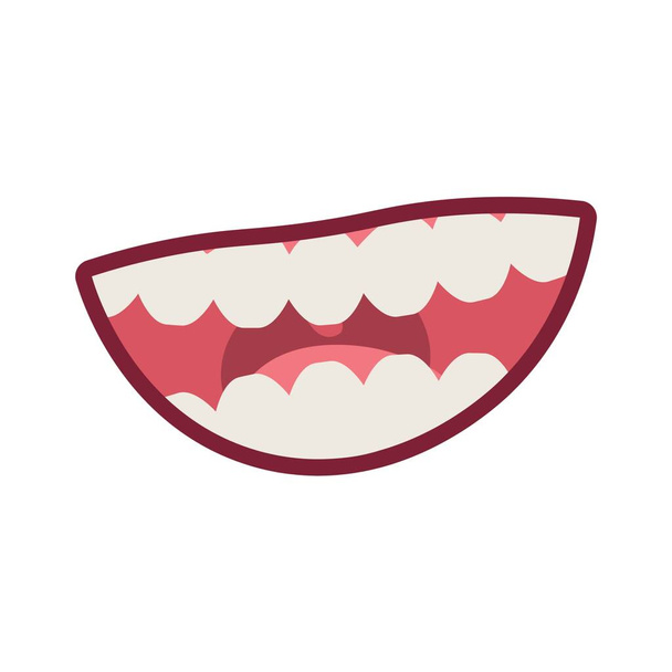 Usmívající se ústa se zuby na bílém pozadí - Vektor, obrázek