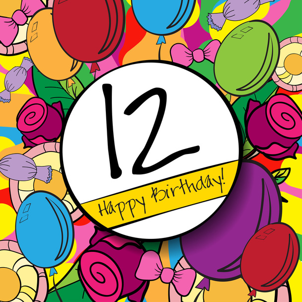 12 Feliz cumpleaños de fondo
 - Vector, Imagen