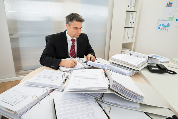 Businessman With Heap Of Folders - Photo, Image