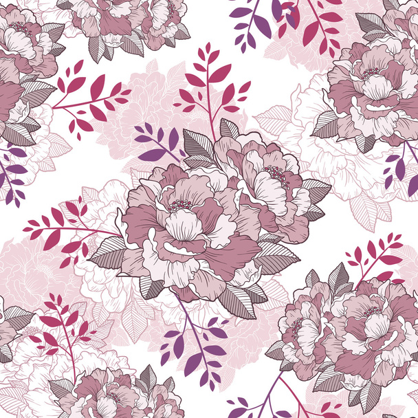 elegant peony seamless floral pattern background  - Vector, Image