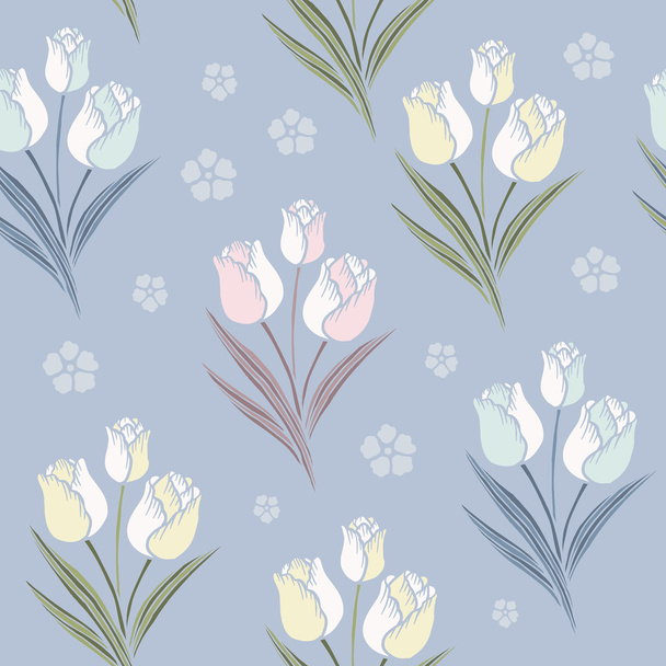 retro tulips seamless pattern background  - Wektor, obraz