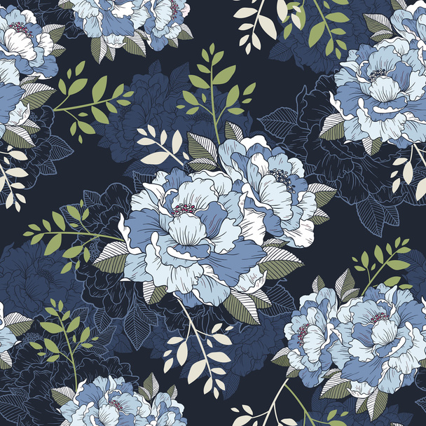 elegant peony seamless floral pattern background  - Vector, Imagen