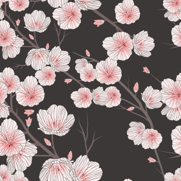 cherry blossom seamless pattern - Vektör, Görsel