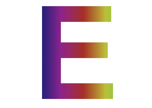 文字E虹の色で作られたアルファベットの,ピンクと,青,赤,黄色,白の背景で隔離された緑 - 写真・画像
