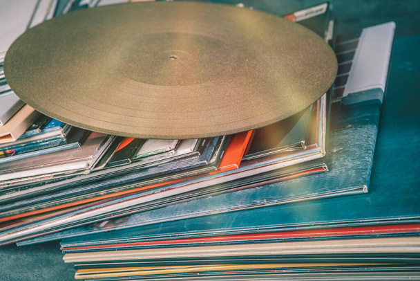 Stack of vinyl records in retro style - Foto, immagini