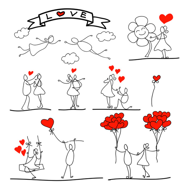 Cartoon-handgezeichnete abstrakte Liebesfigur - Vektor, Bild