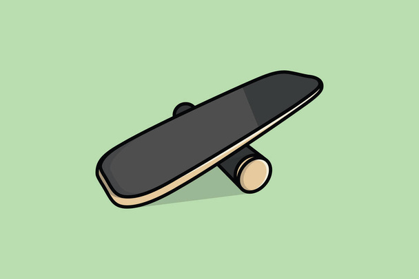 Wooden Balance Board vector illustration. Sport object icon concept. Lifestyle objects, Exercise board, Fitness activity. Balanced and unbalanced, equal and unequal weightiness board vector design. - Vector, afbeelding