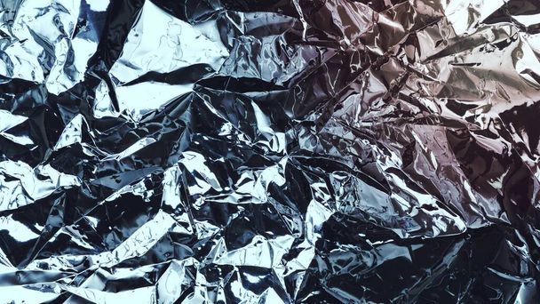 Crumpled aluminum foil textured background - Photo, Image