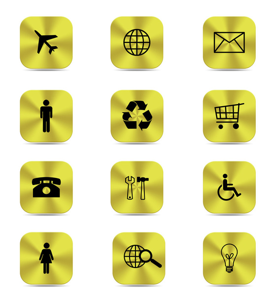 ícones de botão de ouro isolado
 - Foto, Imagem