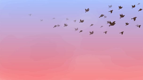 空を飛ぶ鳥の群れ - ベクター画像