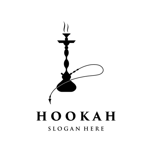 Isolated vintage hookah, shisha or waterpipe logo for club, bar, cafe and shop. - Vetor, Imagem