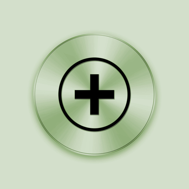 grüne Metall-Taste mit Add-Symbol - Foto, Bild