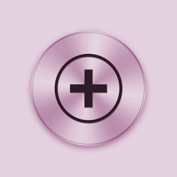 rosa Metallknopf mit Symbolen hinzufügen - Foto, Bild
