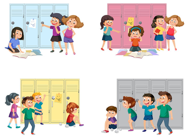 Group of children bully friend illustration - Vektor, obrázek