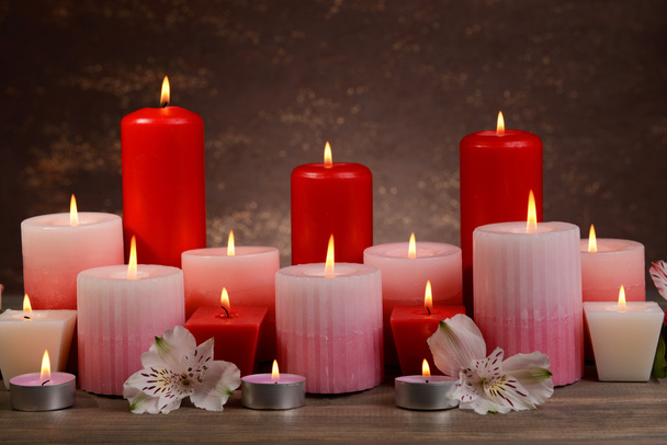 Beautiful candles with flowers - 写真・画像