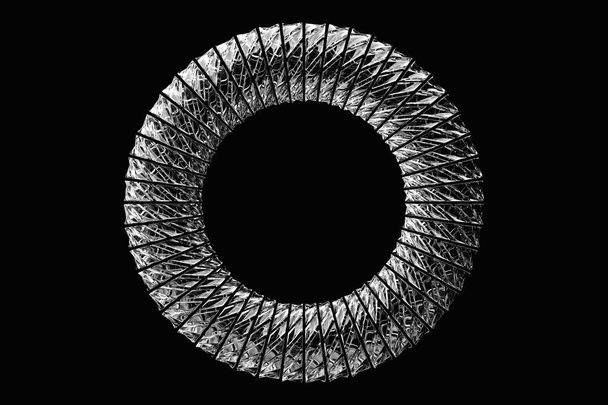 3D illustratie van een zwarte torus. Fantastische cel. Eenvoudige geometrische vormen - Foto, afbeelding