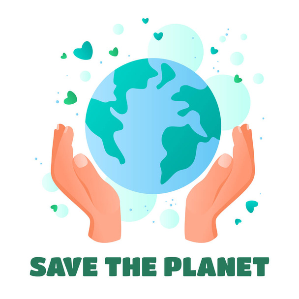 Environmental protection. Hands and globe.Hands holding globe. Earth day vector illustration for poster, banner, print, web - Wektor, obraz