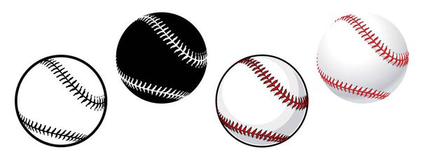 Einfache klassische Baseball-Set von 4 - Vektor, Bild