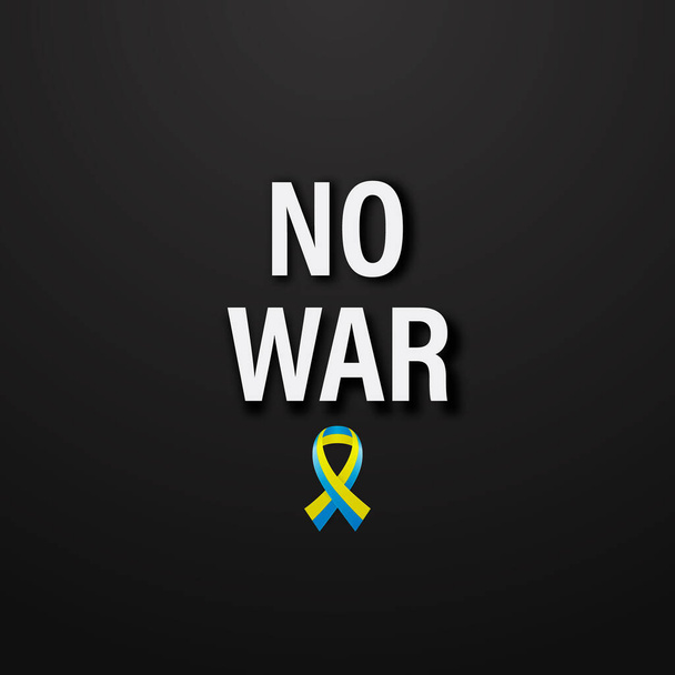 No War in Ukraine. Anti War Call with the Smbol of Peace with Blue and Yellow Silk Ribbon. Ukranian Flag Colors. Struggle, Protest, Support Ukraine, Slogan. Vector Illustration. - Vetor, Imagem