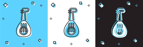 Ορισμός εικονιδίου λαούτου μουσικού οργάνου που απομονώνεται σε μπλε και άσπρο, μαύρο φόντο. Αραβικά, ανατολίτικα, ελληνικά μουσικά όργανα. Διάνυσμα - Διάνυσμα, εικόνα