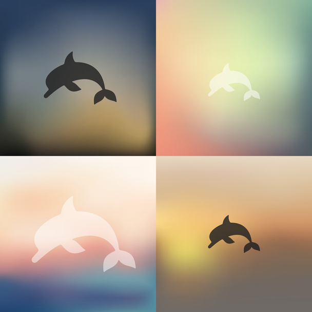 Значок дельфина на размытом фоне
 - Вектор,изображение