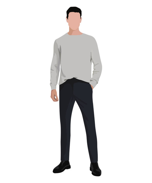 Stylish man in fashionable clothes on a white background. Vector illustration - Vettoriali, immagini
