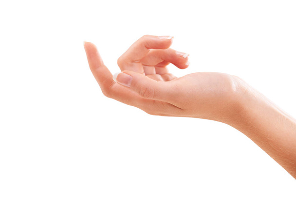 Extiende la mano para un tratamiento de piel fresca. una mano de mujer - Foto, imagen