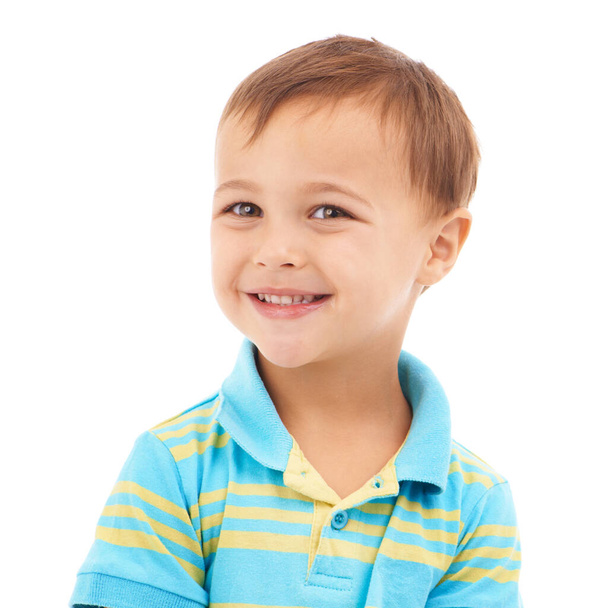 One hundred percent cute. Closeup studio portrait of an adorable young boy isolated on white - Foto, immagini