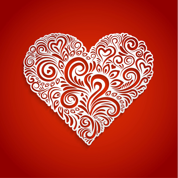 Floral Heart Background - Vector, imagen