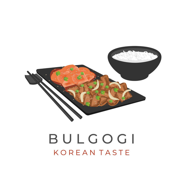 Illustration von Korean Food Bulgogi mit Kimchi - Vektor, Bild