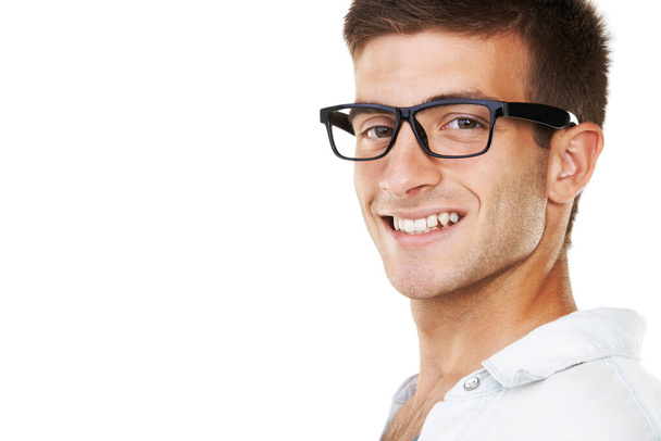 My own personal style. Portrait of a casual male with hipster glasses on - Photo, Image
