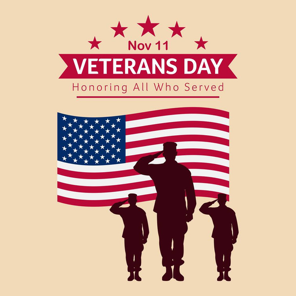 Veterans day editable vector illustration, 11th November, flag, America, USA, parade. - Vettoriali, immagini