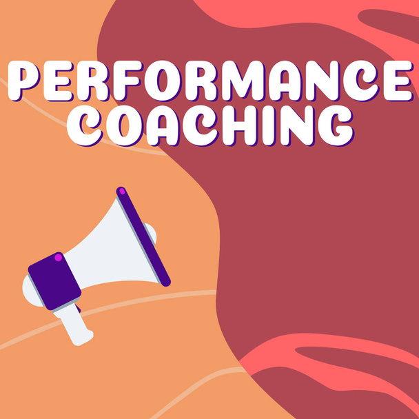 Teksti kuvateksti esittää Performance Coaching, Business idea Helpottaa Development Point ulos hyviä ja huonoja - Valokuva, kuva