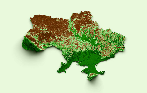 Ukraine Topographic Map 3d realistic map Color 3d illustration - Fotografie, Obrázek