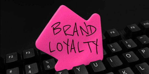 Tekst met inspiratie Brand Loyalty, Business idee Herhaal aankoop Ambassadeur Patronage Favoriet Vertrouwd - Foto, afbeelding