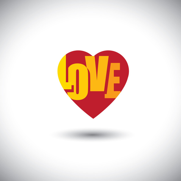 emberi szív ikon és a szeretet szavakat benne - egyszerű vektoros grafika - Vektor, kép